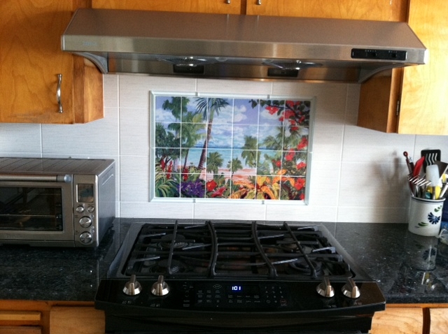 Springtime in the Tropics- Tile Art for Kitchen Backsplash